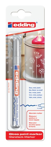 [630418] Viltstift edding 751 lakmarker rond 1-2mm zilver  blister à 1 stuk