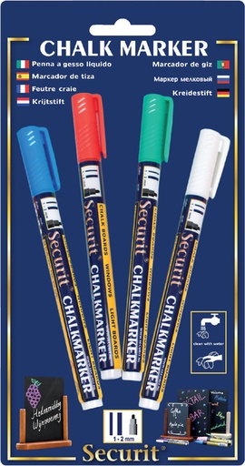 [631285] Krijtstift Securit SMA-100 rond 1-2mm wit/blauw/groen/rood 4 stuks