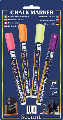 [631286] Krijtstift Securit SMA-100 rond 1-2mm geel/oranje/roze/paars 4 stuks