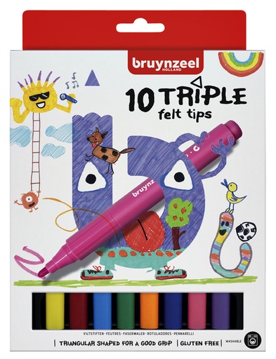 [631413] Viltstift Bruynzeel Kids Triple set à 10 kleuren