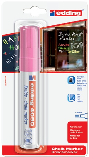 [631459] Krijtstift edding 4090 window schuin 4-15mm neon roze blister à 1 stuk