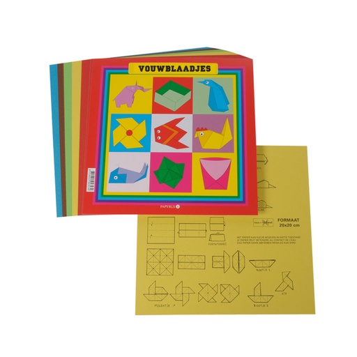 [141903] Vouwblaadjes vierkant 20x20cm 65gram assorti 90 vel