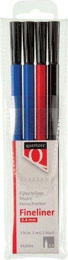 [632034] Fineliner Quantore rond 0.4mm assorti 4stuks