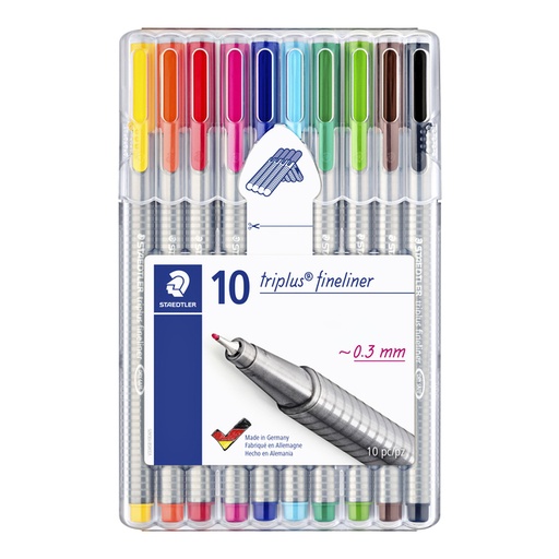 [632098] Fineliner Staedtler Triplus 334 assorti 0.3mm 10 stuks