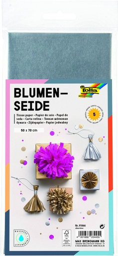 [141938] Zijdevloeipapier Folia 50x70cm 20gr nr66 zilver 5 vel