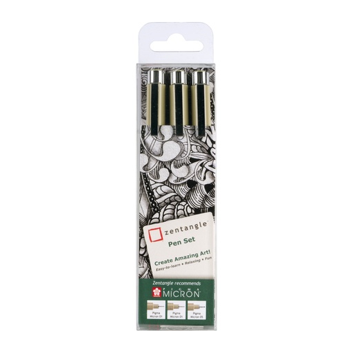 [632570] Tekenset Sakura Zentangle set à 3 pennen zwart