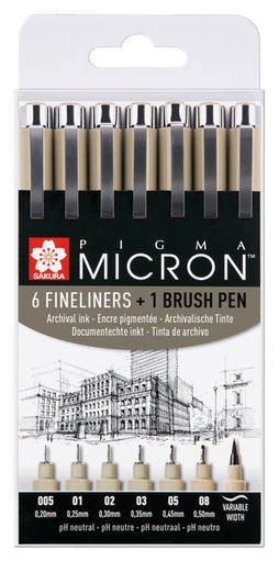[632636] Fineliner Sakura Pigma Micron ass + brushpen zwart