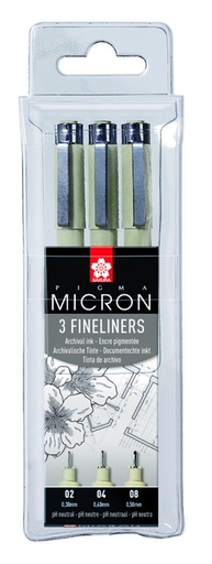 [632637] Fineliner Sakura pigma micron blister 3 stuks zwart