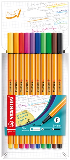 [633150] Fineliner STABILO point 88/10 fijn assorti 10 stuks