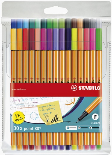 [633161] Fineliner STABILO point 88/30 fijn assorti etui à 30 stuks