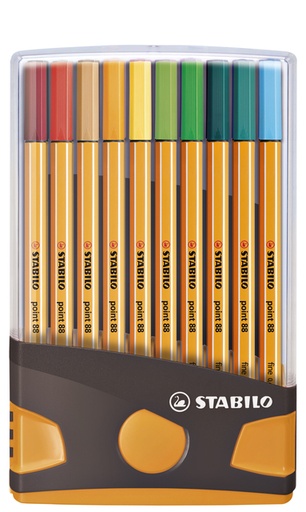 [633162] Fineliner STABILO point 88/20 ColorParade rollerset antraciet/oranje fijn assorti etui à 20 stuks