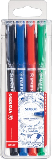 [633168] Fineliner STABILO Sensor 189 fijn assorti etui à 4 stuks