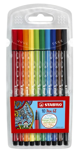 [633177] Viltstift STABILO Pen 68/10 medium assorti etui à 10 stuks