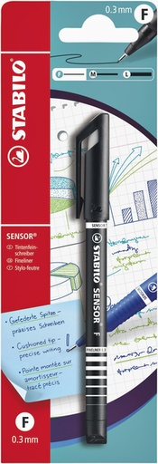 [633321] Fineliner STABILO Sensor 10198 fijn zwart blister à 1 stuk