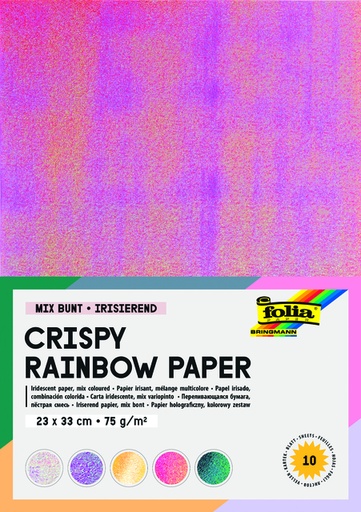 [142191] Regenboogpapier Folia 23x33cm iriserend 75gr 10 vel assorti