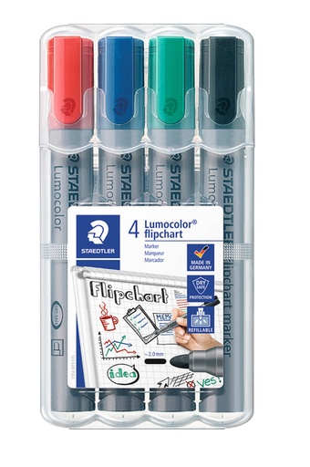 [635218] Viltstift Staedtler 356 voor flipover rond 2mm 4 stuks assor