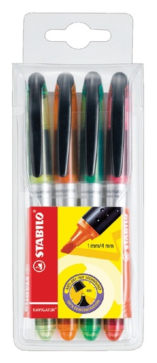 [635328] Markeerstift STABILO Navigator 545/4 assorti etui à 4 stuks