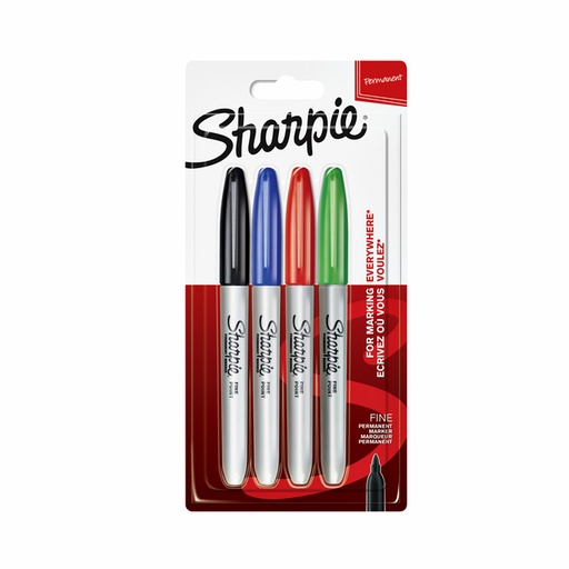 [635644] Viltstift Sharpie rond fine assorti blister à 4 stuks
