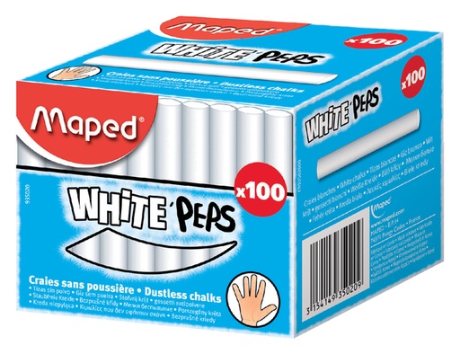 [142394] Schoolbordkrijt Maped White'Peps doos á 100 stuks wit
