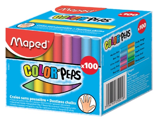[142395] Schoolbordkrijt Maped Color'Peps doos á 100 stuks assorti