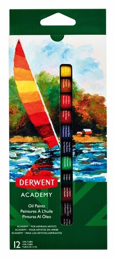 [142411] Olieverf Derwent Academy blister à 12 tubes à 12ml assorti