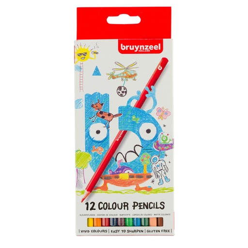 [640055] Kleurpotlood Bruynzeel Kids blister à 12 stuks assorti