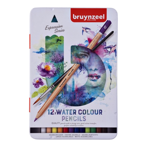 [640069] Aquarelpotlood Bruynzeel Expression blik à 12 kleuren