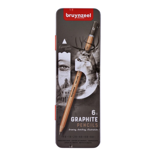 [640124] Grafietpotlood Bruynzeel Expression set à 6 breedtes grijs