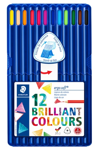 [640420] Kleurpotloden Staedtler Ergosoft driekantig 12stuks assorti