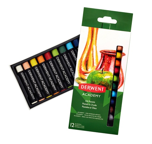 [640680] Oliepastel Derwent Academy blister à 12 stuks assorti