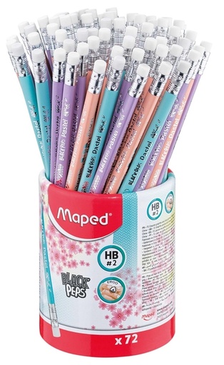 [640909] Grafietpotlood Maped Black'Peps met gum pot à 72 stuks pastel