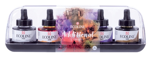 [701103] Inkt Talens Ecoline met pipet additional set à 5 ass