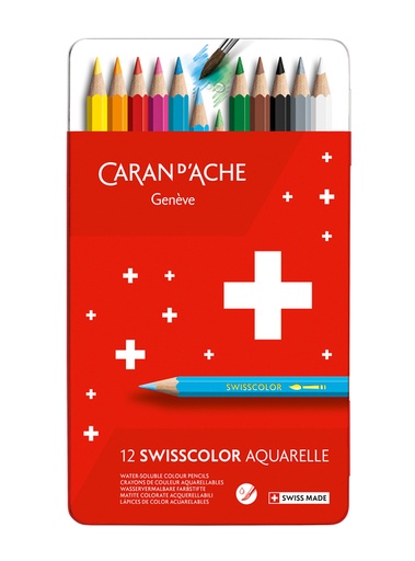 [710412] Kleurpotloden Caran d'Ache Swisscolor aquarel 12 stuks assorti