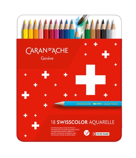 [710418] Kleurpotloden Caran d'Ache Swisscolor aquarel 18 stuks assorti