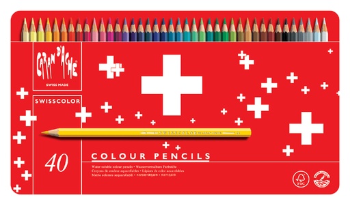 [710431] Kleurpotloden Caran d'Ache Swisscolor aquarel 40 stuks assorti
