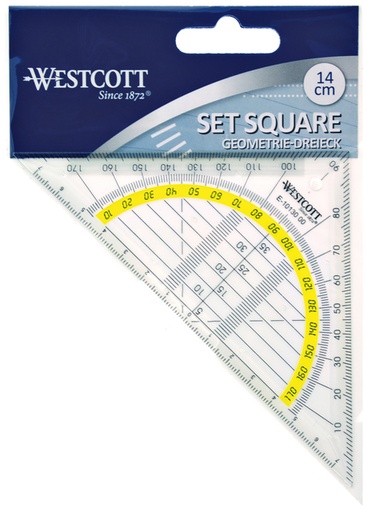 [736318] Geodriehoek Westcott 14cm transparant