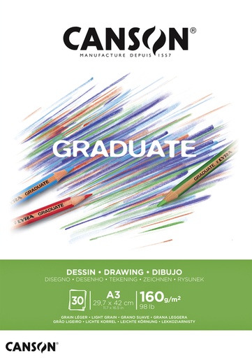[746253] Tekenblok Canson Graduate Dessin A3 160gr 30 vel