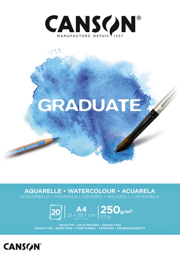 [746256] Aquarelblok Canson Graduate A4 250gr 20 vel