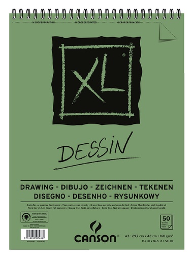 [746274] Tekenblok Canson XL Dessin A3 160gr spiraal 50 vel