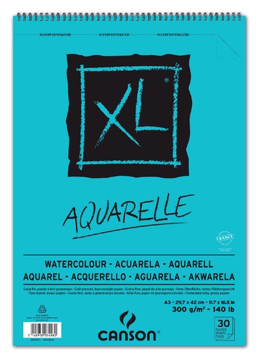 [746280] Aquarelblok Canson XL A3 30 vel 300gr spiraal