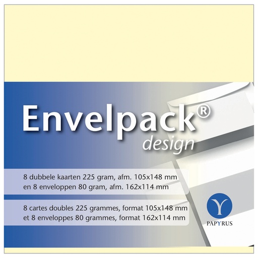 [170207] Dubbele kaart Papyrus Envelpack Design C6 114x162mm ivoor 894430 set van 8