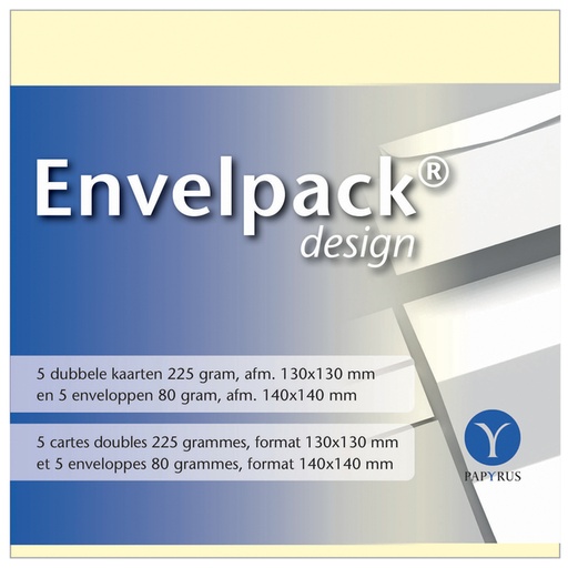 [170223] Dubbele kaart Papyrus Envelpack Design vierkant 140x140mm ivoor 894440 set van 5