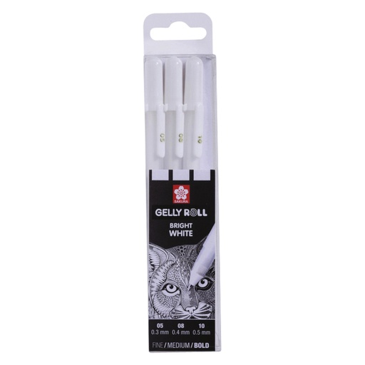 [784142] Gelschrijver Sakura Gelly Roll Classic set à 3 breedtes wit