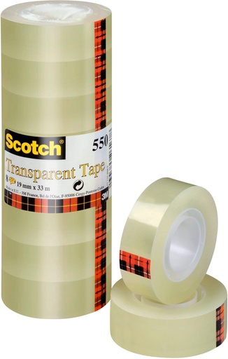 [800213] Plakband Scotch 550 19mmx33m transparant 8 rolllen