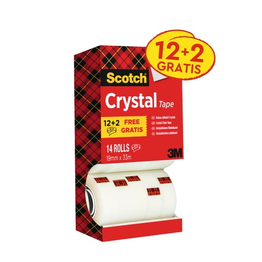 [801119] Plakband Scotch Crystal 600 19mmx33m transparant 12+2 gratis