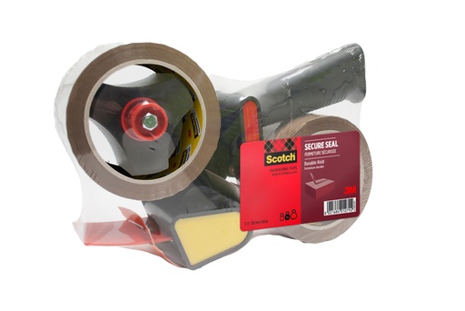 [803545] Verpakkingstape dispenser Scotch met 2 rollen Secure seal tape 50mmx66m bruin