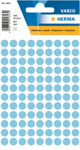 [810903] Etiket HERMA 1843 rond 8mm blauw 540stuks