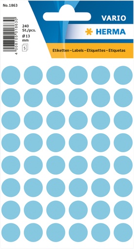 [810923] Etiket HERMA 1863 rond 12mm blauw 240stuks