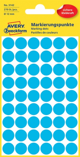 [811003] Etiket Avery Zweckform 3142 rond 12mm blauw 270stuks