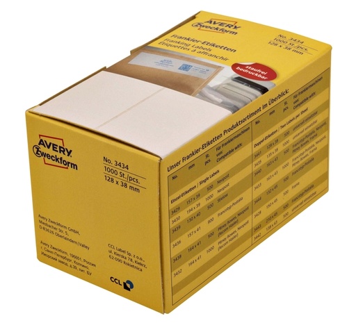[811041] Frankeeretiket Avery Zweckform 3435 135x38mm 1000stuks